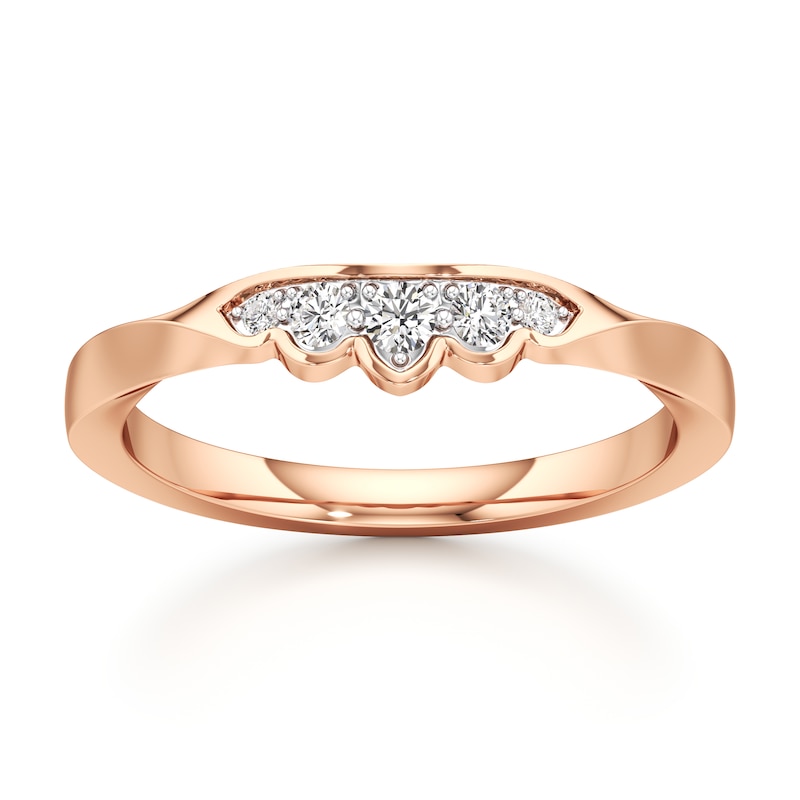 Main Image 1 of J'Lure Lab-Created Diamond Scalloped Wedding Band 1/8 ct tw 18K Rose Gold