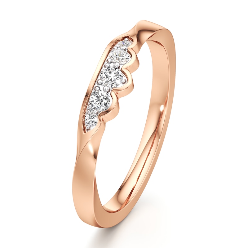 Main Image 4 of J'Lure Lab-Created Diamond Scalloped Wedding Band 1/8 ct tw 18K Rose Gold