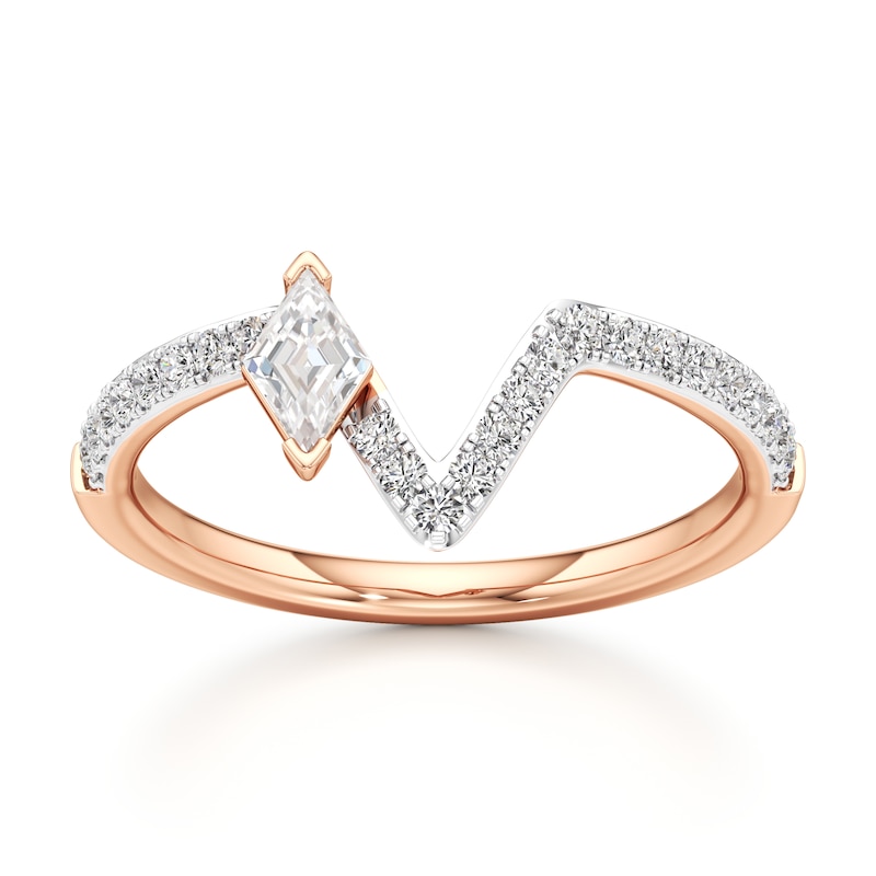Main Image 1 of J'Lure Lozenge Step-Cut Lab-Grown Diamond Contour Wedding Band 3/8 ct tw 18K Rose Gold
