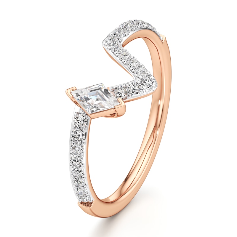 Main Image 4 of J'Lure Lozenge Step-Cut Lab-Grown Diamond Contour Wedding Band 3/8 ct tw 18K Rose Gold