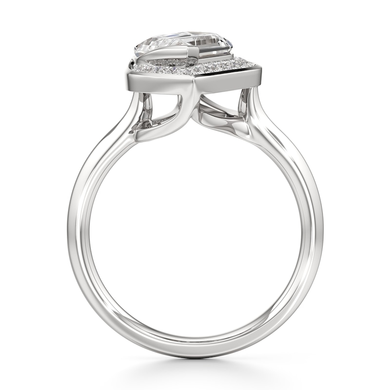 Main Image 2 of J'Lure Leaf Step-Cut Lab-Grown Diamond Half-Halo Engagement Ring 2 ct tw 18K White Gold
