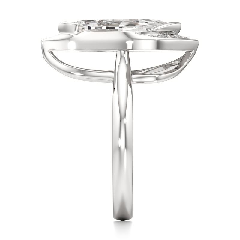 Main Image 3 of J'Lure Leaf Step-Cut Lab-Grown Diamond Half-Halo Engagement Ring 2 ct tw 18K White Gold