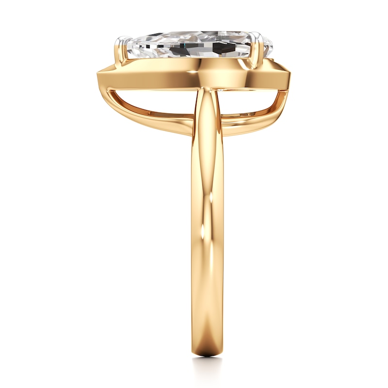 Main Image 3 of J'Lure Pear Step-Cut Lab-Grown Diamond Half-Halo Engagement Ring 3 ct tw 18K Yellow Gold
