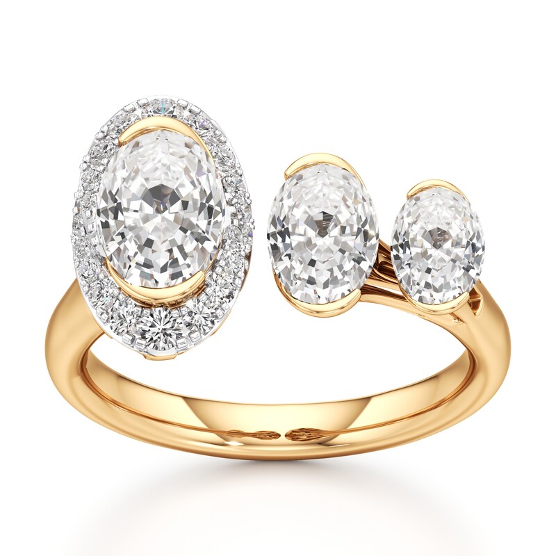 Main Image 1 of J'Lure Oval Step-Cut Lab-Grown Diamond Engagement Ring 2-1/4 ct tw 18K Yellow Gold