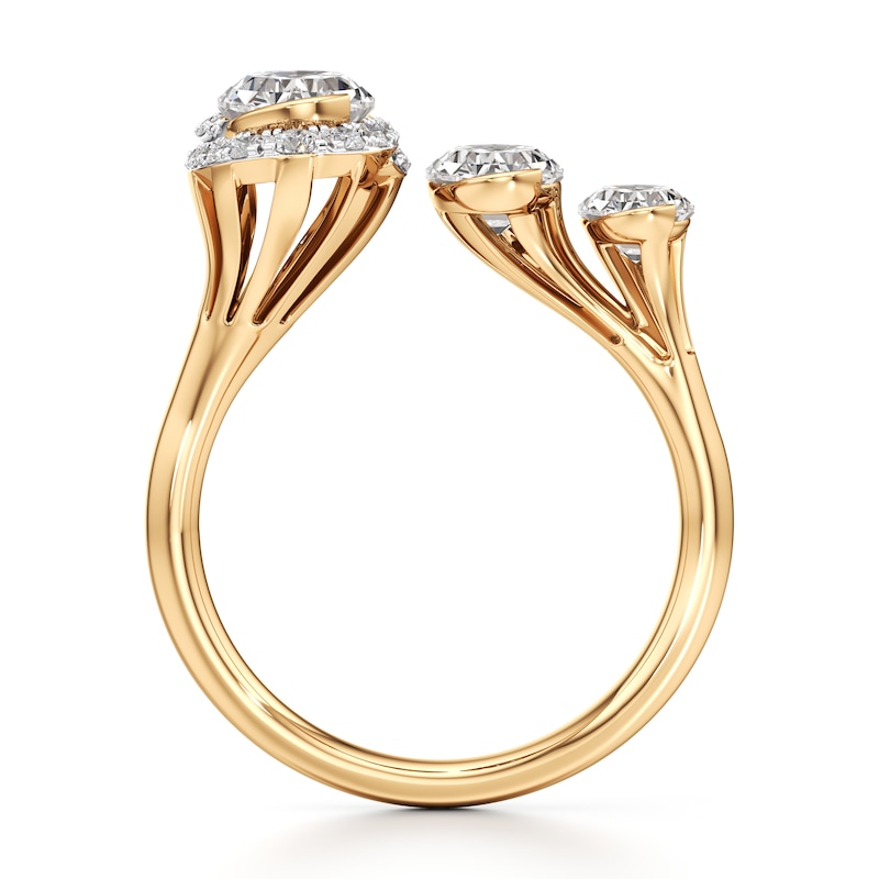 Main Image 2 of J'Lure Oval Step-Cut Lab-Grown Diamond Engagement Ring 2-1/4 ct tw 18K Yellow Gold