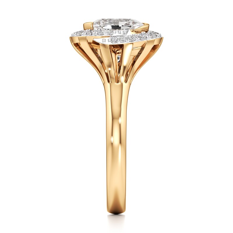 Main Image 3 of J'Lure Oval Step-Cut Lab-Grown Diamond Engagement Ring 2-1/4 ct tw 18K Yellow Gold