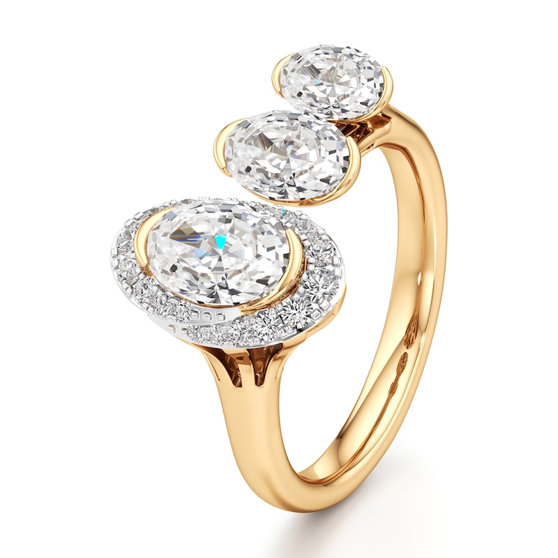 Main Image 4 of J'Lure Oval Step-Cut Lab-Grown Diamond Engagement Ring 2-1/4 ct tw 18K Yellow Gold