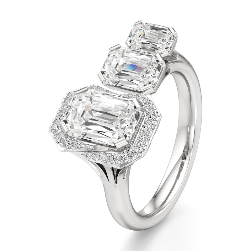 Main Image 4 of J'Lure Imperial-Emerald Step-Cut Lab-Grown Diamond Engagement Ring 3-5/8 ct tw 18K White Gold