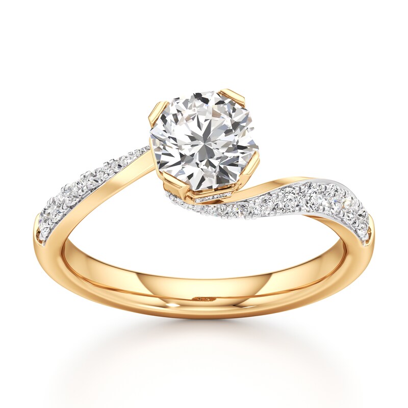 Main Image 1 of J'Lure Octagon Brilliant-Cut Lab-Grown Diamond Bypass Engagement Ring 1-1/3 ct tw 18K Yellow Gold