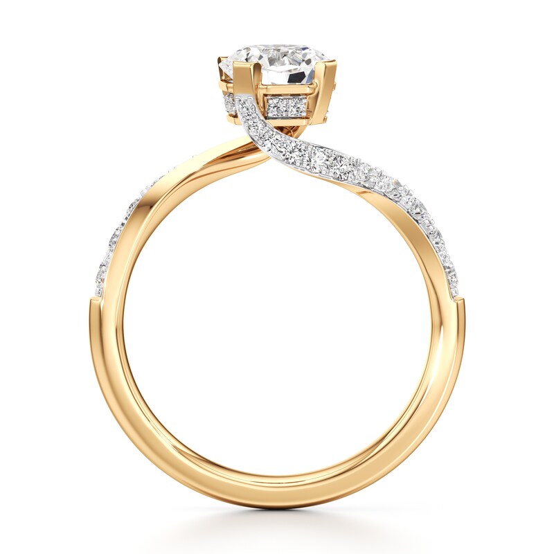 Main Image 2 of J'Lure Octagon Brilliant-Cut Lab-Grown Diamond Bypass Engagement Ring 1-1/3 ct tw 18K Yellow Gold