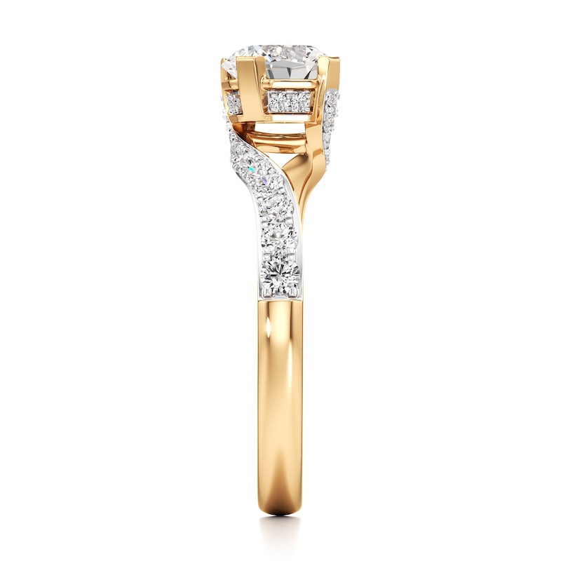 Main Image 3 of J'Lure Octagon Brilliant-Cut Lab-Grown Diamond Bypass Engagement Ring 1-1/3 ct tw 18K Yellow Gold