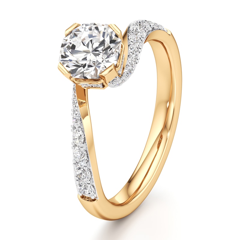 Main Image 4 of J'Lure Octagon Brilliant-Cut Lab-Grown Diamond Bypass Engagement Ring 1-1/3 ct tw 18K Yellow Gold