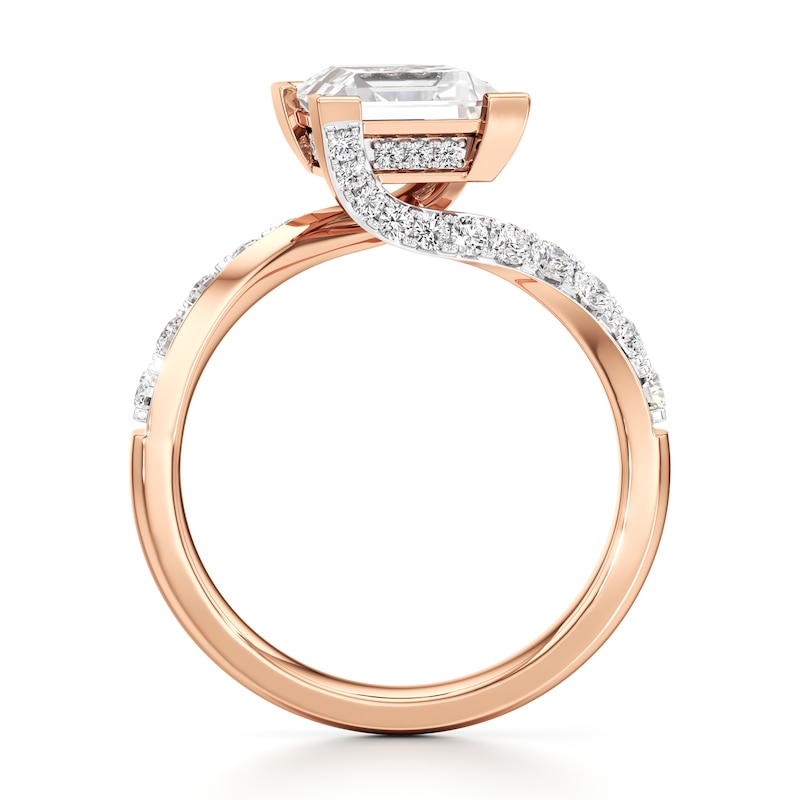 Main Image 2 of J'Lure Carre Step-Cut Lab-Grown Diamond Bypass Engagement Ring 2-1/2 ct tw 18K Rose Gold