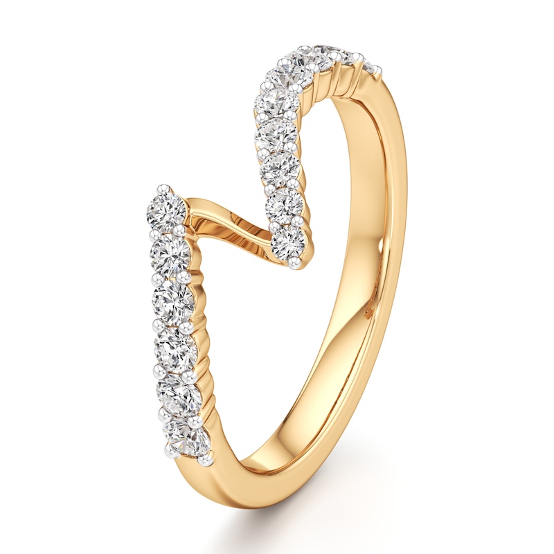 Main Image 4 of J'Lure Lab-Created Diamond Contour Wedding Band 3/8 ct tw 18K Yellow Gold