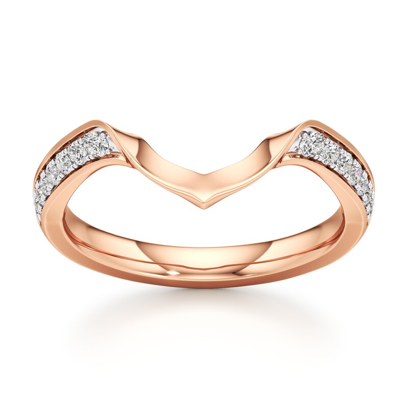 Main Image 1 of J'Lure Lab-Grown Diamond Contour Wedding Band 1/8 ct tw 18K Rose Gold