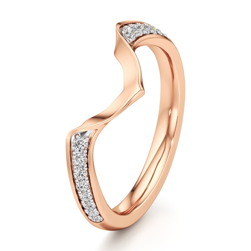 Main Image 4 of J'Lure Lab-Grown Diamond Contour Wedding Band 1/8 ct tw 18K Rose Gold