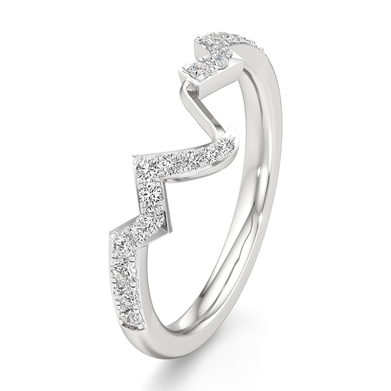 Main Image 4 of J'Lure Lab-Grown Diamond Angled Contour Wedding Band 1/4 ct tw 18K White Gold