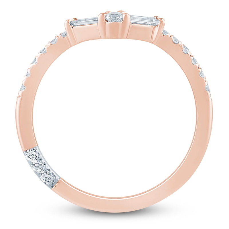 Main Image 4 of Pnina Tornai Baguette & Round-Cut Diamond Contour Anniversary Ring 1/3 ct tw 14K Rose Gold