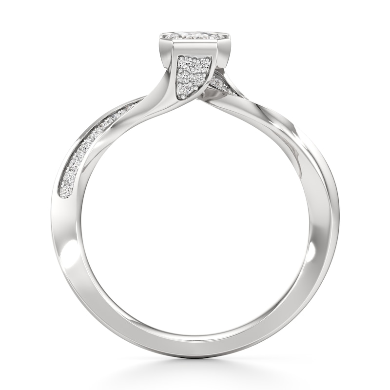 Main Image 2 of J'Lure Imperial-Emerald Step-Cut Lab-Grown Diamond Bypass Engagement Ring 1-1/8 ct tw 18K White Gold