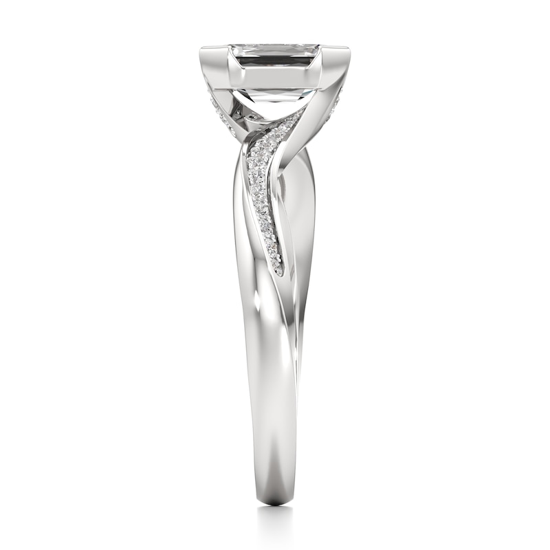 Main Image 3 of J'Lure Imperial-Emerald Step-Cut Lab-Grown Diamond Bypass Engagement Ring 1-1/8 ct tw 18K White Gold