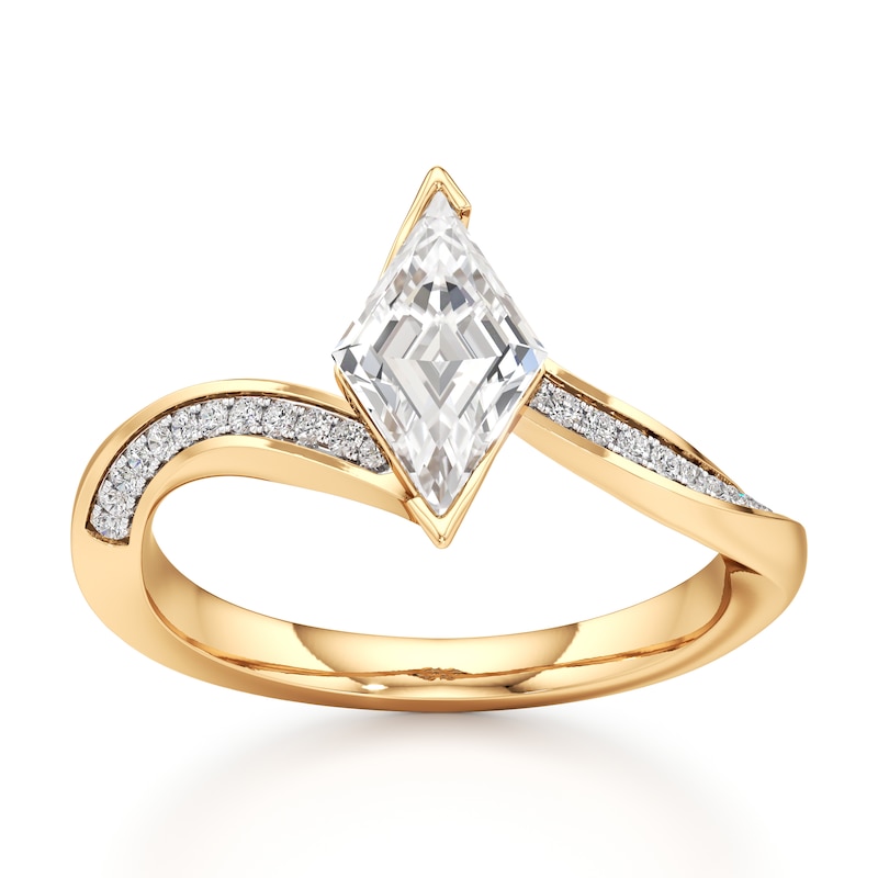 Main Image 1 of J'Lure Lozenge Step-Cut Lab-Created Diamond Bypass Engagement Ring 1-1/8 ct tw 18K Yellow Gold