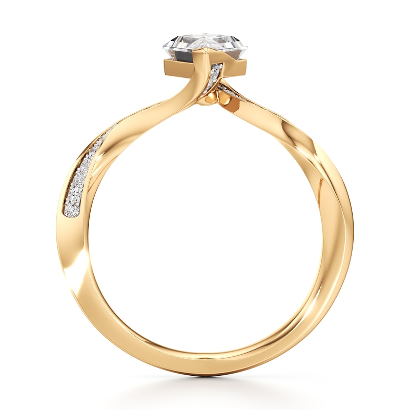 Main Image 2 of J'Lure Lozenge Step-Cut Lab-Created Diamond Bypass Engagement Ring 1-1/8 ct tw 18K Yellow Gold