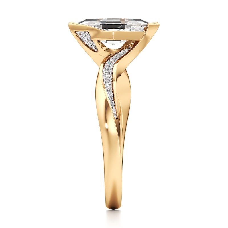 Main Image 3 of J'Lure Lozenge Step-Cut Lab-Created Diamond Bypass Engagement Ring 1-1/8 ct tw 18K Yellow Gold