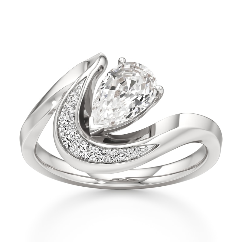 Main Image 1 of J'Lure Pear Step-Cut Lab-Grown Diamond Engagement Ring 1 ct tw 18K White Gold