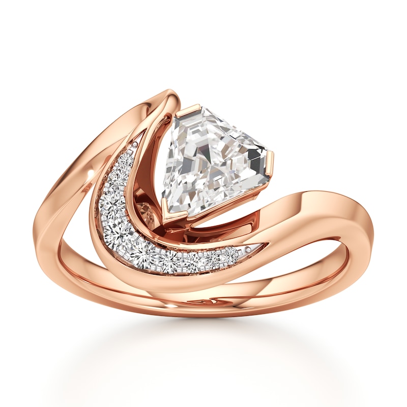 Main Image 1 of J'Lure Shield Step-Cut Lab-Grown Diamond Engagement Ring 1 ct tw 18K Rose Gold