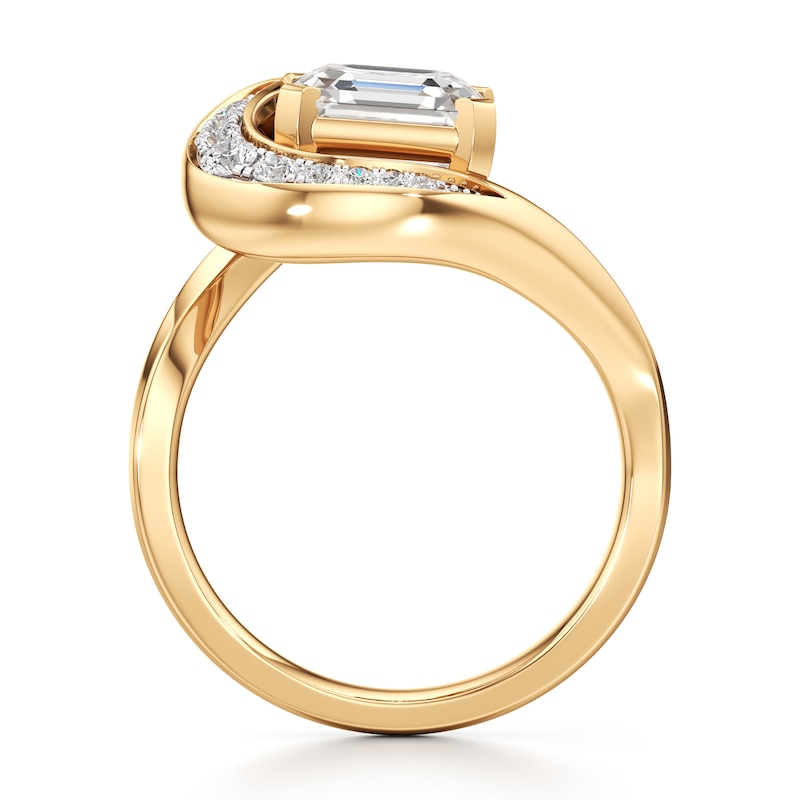 Main Image 2 of J'Lure Square-Emerald Step-Cut Lab-Grown Diamond Engagement Ring 3 ct tw 18K Yellow Gold