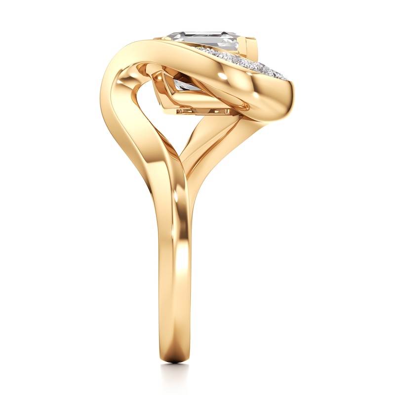 Main Image 3 of J'Lure Square-Emerald Step-Cut Lab-Grown Diamond Engagement Ring 3 ct tw 18K Yellow Gold