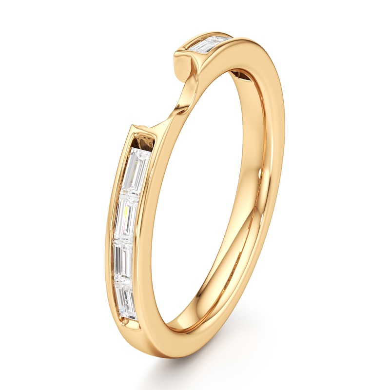 Main Image 4 of J'Lure Baguette-Cut Lab-Grown Diamond Contour Wedding Band 1/3 ct tw 18K Yellow Gold