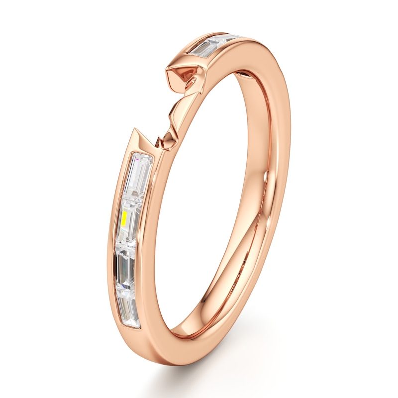 Main Image 4 of J'Lure Baguette-Cut Lab-Grown Diamond Contour Wedding Band 1/3 ct tw 18K Rose Gold