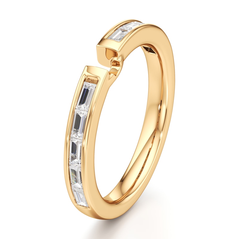 Main Image 4 of J'Lure Baguette-Cut Lab-Grown Diamond Contour Wedding Band 3/8 ct tw 18K Yellow Gold