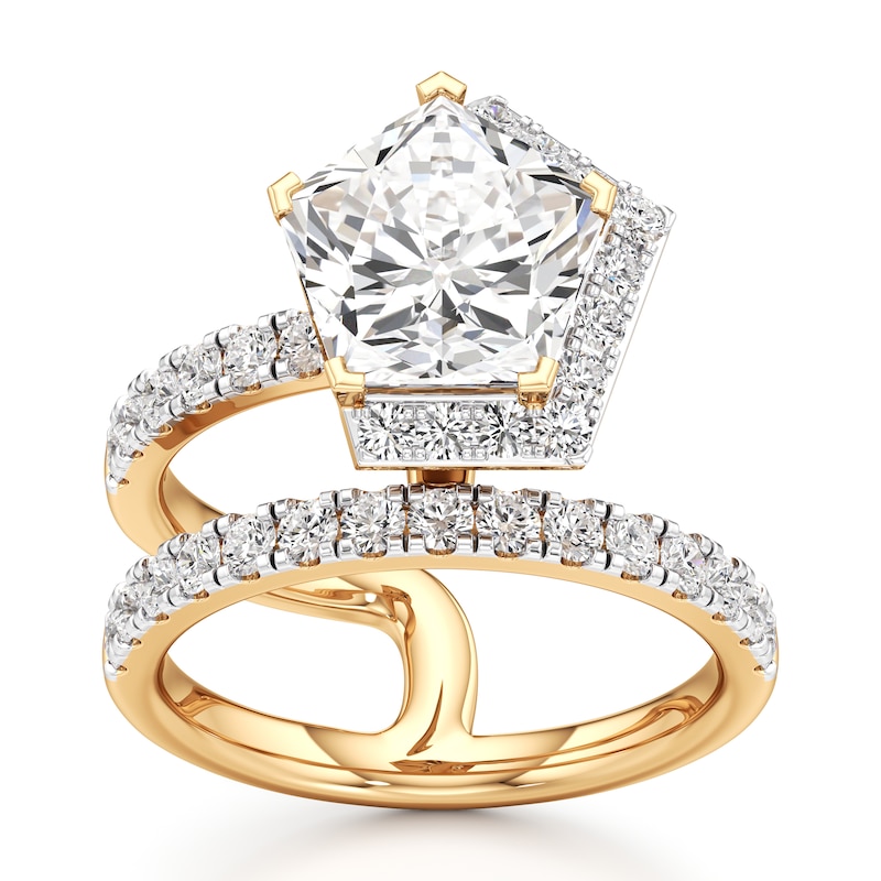 Main Image 1 of J'Lure Pentagon Brilliant-Cut Lab-Grown Diamond Spiral Engagement Ring 3-7/8 ct tw 18K Yellow Gold