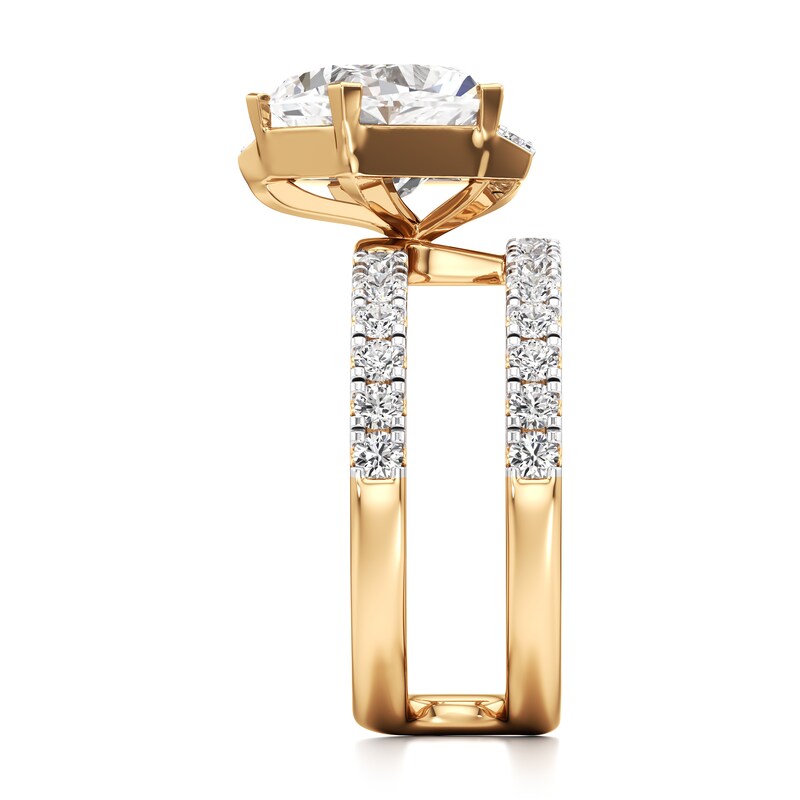 Main Image 3 of J'Lure Pentagon Brilliant-Cut Lab-Grown Diamond Spiral Engagement Ring 3-7/8 ct tw 18K Yellow Gold