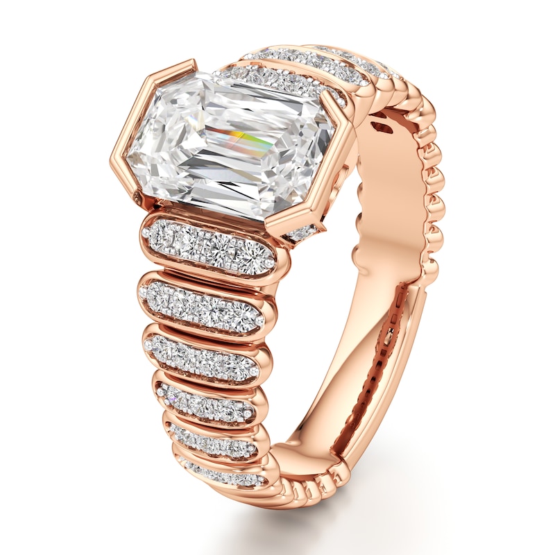 Main Image 4 of J'Lure Imperial-Emerald Step-Cut Lab-Grown Diamond Engagement Ring 2-3/8 ct tw 18K Rose Gold