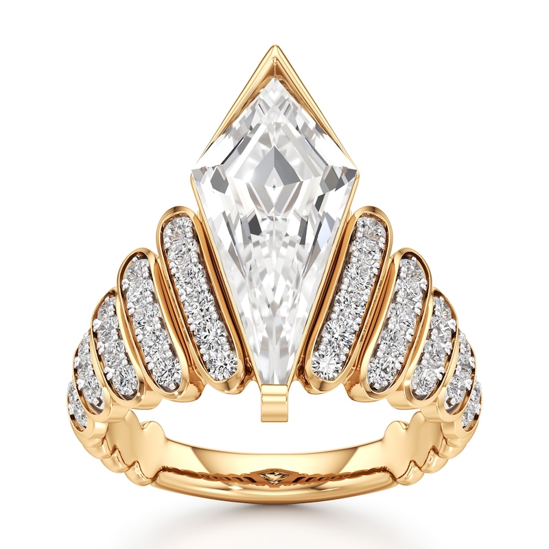 Main Image 1 of J'Lure Kite Step-Cut Lab-Grown Diamond Engagement Ring 3-1/2 ct tw 18K Yellow Gold