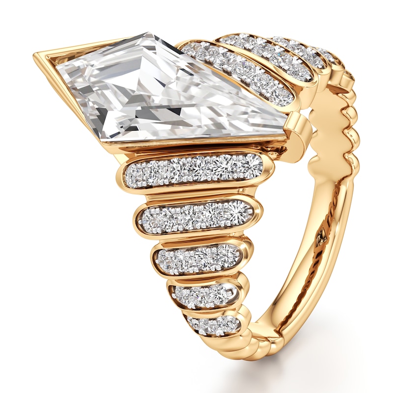 Main Image 4 of J'Lure Kite Step-Cut Lab-Grown Diamond Engagement Ring 3-1/2 ct tw 18K Yellow Gold