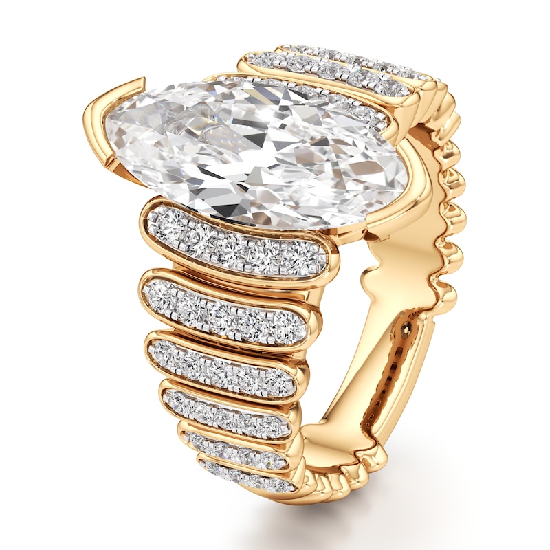 Main Image 4 of J'Lure Moval Old-Cut Lab-Grown Diamond Engagement Ring 3-5/8 ct tw 18K Yellow Gold