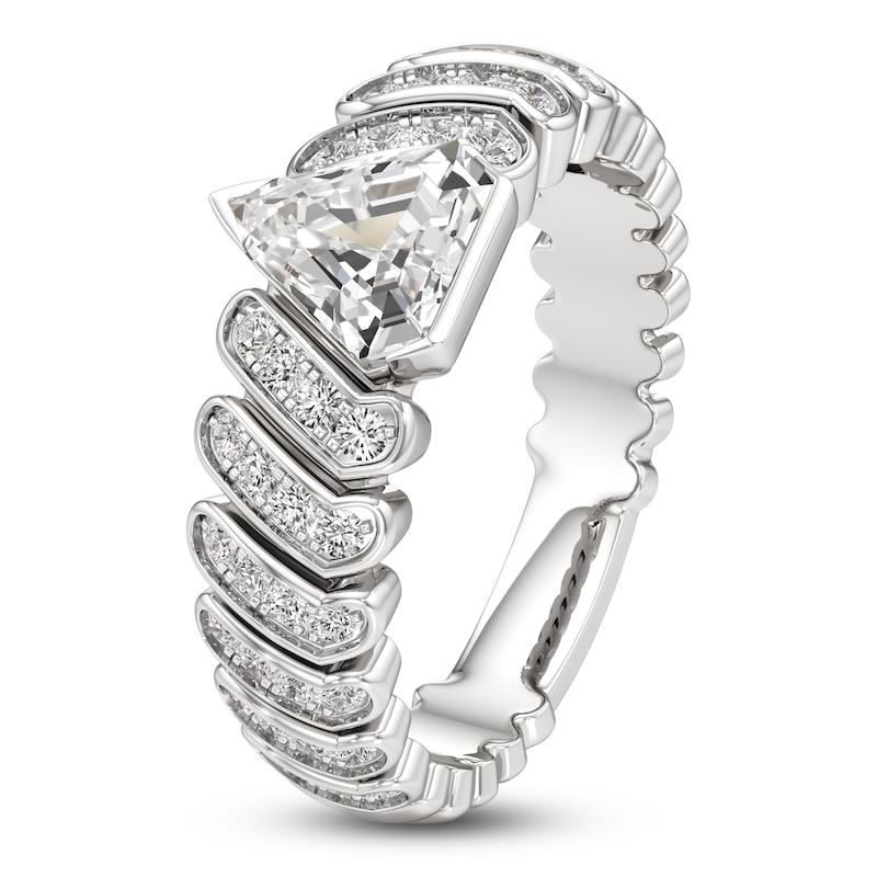 Main Image 2 of J'Lure Shield Step-Cut Lab-Grown Diamond Engagement Ring 1-1/3 ct tw 18K White Gold
