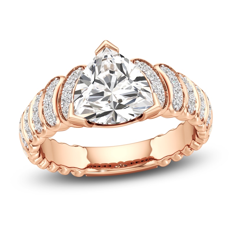 Main Image 1 of J'Lure Trillion Curved Brilliant-Cut Lab-Grown Diamond Engagement Ring 2-1/4 ct tw 18K Rose Gold