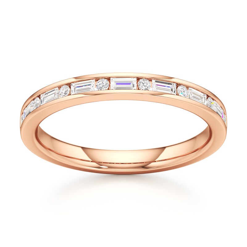 Main Image 1 of J'Lure Baguette & Round-Cut Lab-Grown Diamond Wedding Band 1/3 ct tw 18K Rose Gold
