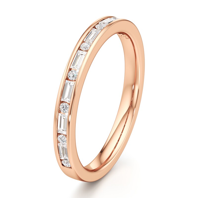 Main Image 4 of J'Lure Baguette & Round-Cut Lab-Grown Diamond Wedding Band 1/3 ct tw 18K Rose Gold