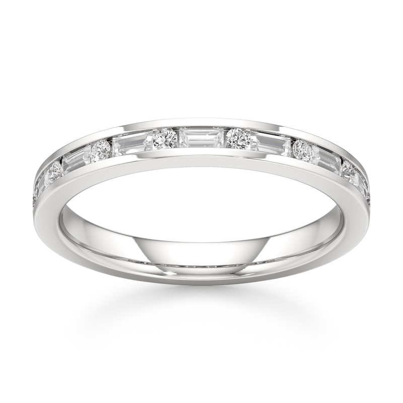 Main Image 1 of J'Lure Baguette & Round-Cut Lab-Grown Diamond Wedding Band 3/8 ct tw 18K White Gold