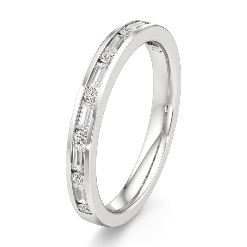 Main Image 4 of J'Lure Baguette & Round-Cut Lab-Grown Diamond Wedding Band 3/8 ct tw 18K White Gold