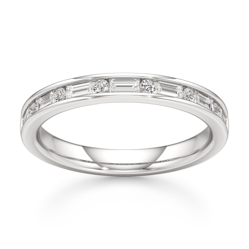 Main Image 1 of J'Lure Baguette & Round-Cut Lab-Created Diamond Wedding Band 3/8 ct tw 18K White Gold