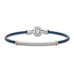 Baraka Men's Diamond Cord Bracelet 1/20 ct tw Stainless Steel, Dark Blue Ion Plating & 18K Rose Gold 7.75"