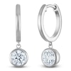 Thumbnail Image 2 of Round-Cut Lab-Grown Diamond Solitaire Dangle Hoop Earrings 1-1/2 ct tw 14K White Gold (SI2/F)