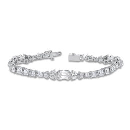 J'Lure Imperial Emerald Step-Cut & Multi-Shape Lab-Grown Diamond Bracelet 8-7/8 ct tw 14K White Gold 7"